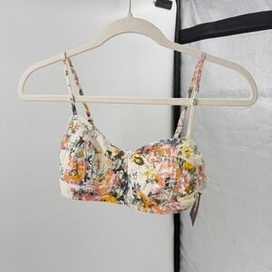 Billabong Floral Bustier Bralette Top Cream M NEW hippie beachy cottagecore boho